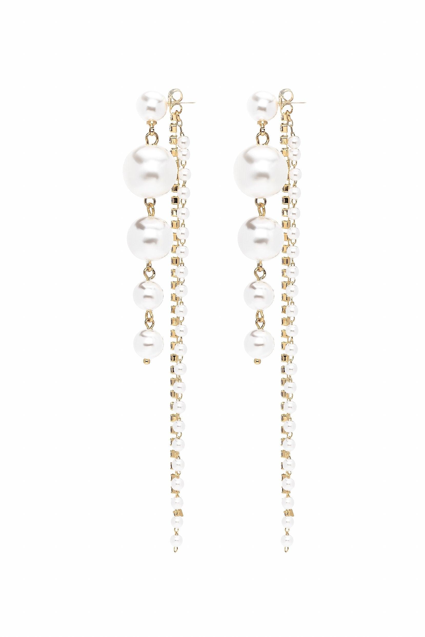 Alloy Earrings with Rhinestone Imitation Pearl CE0117 - COCOMELODY