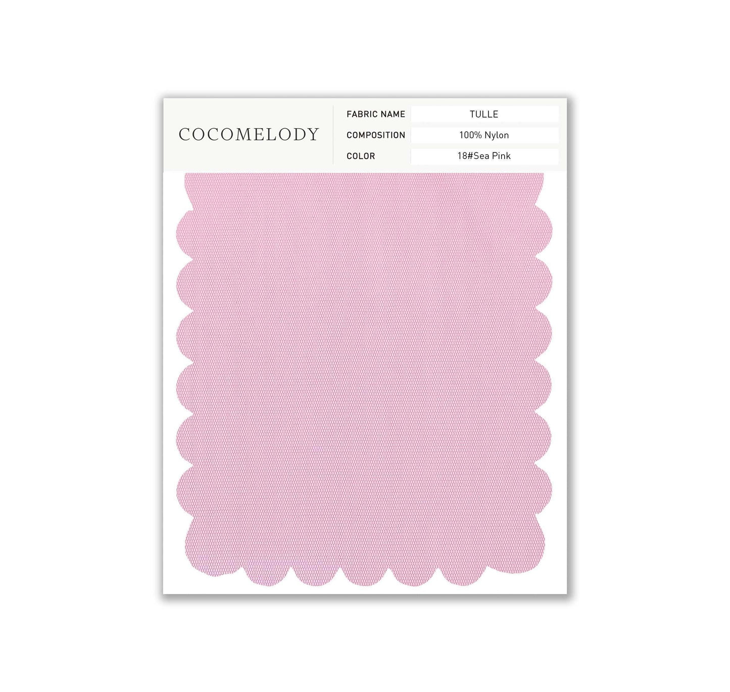 Tulle Fabric Swatch in Single Color SWTU16002 - COCOMELODY