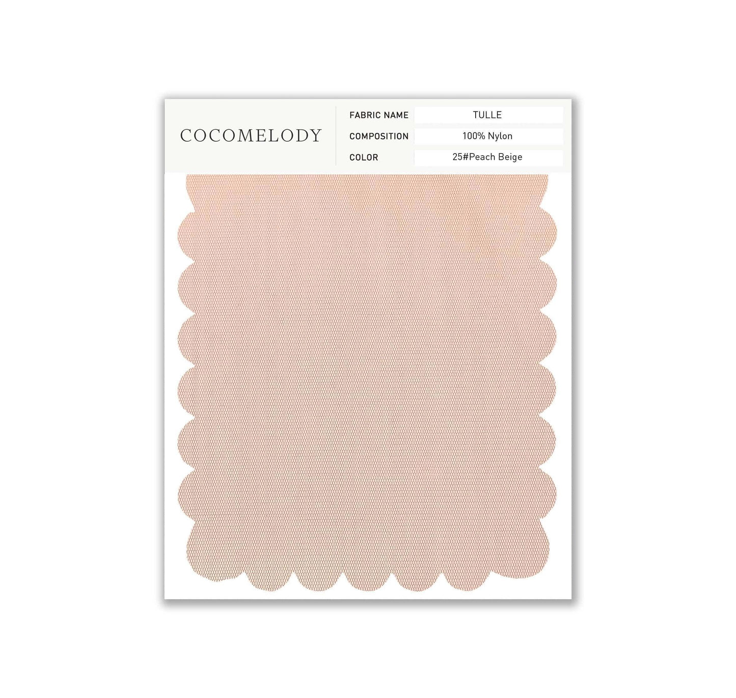 Tulle Fabric Swatch in Single Color SWTU16002 - COCOMELODY
